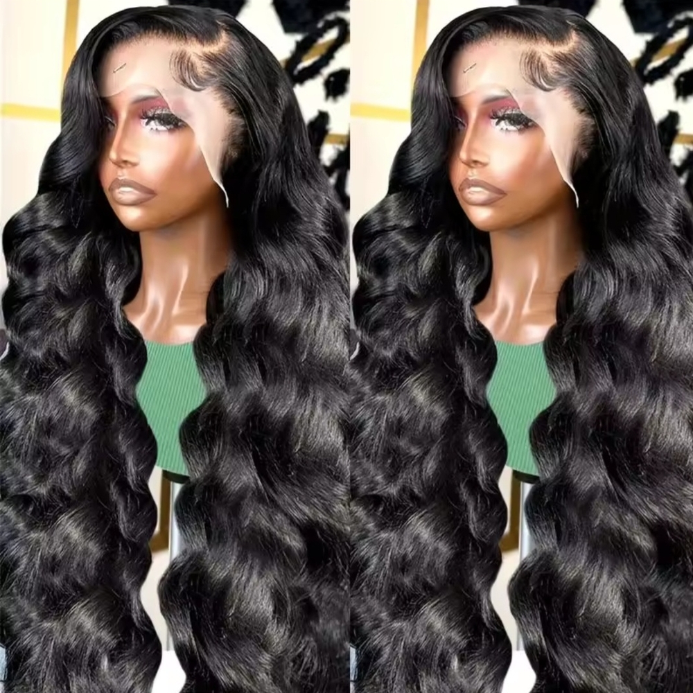 Black Wavy 24in Human Hair Full Lace Wig (5)